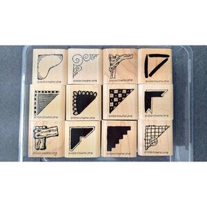 Stampin Up Creative Corners Rubber Stamp Set Of 12 With Original Case Scrapbook